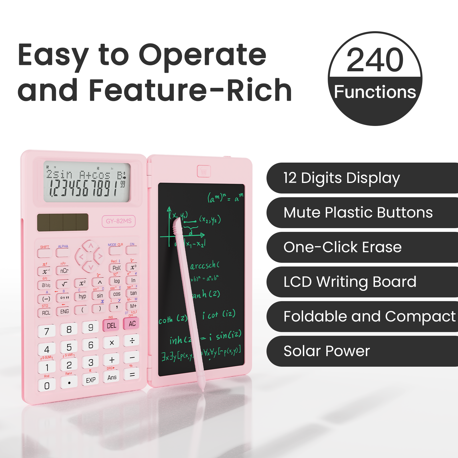 Newyes 82MS Scientific Calculator with Writing Tablet, Pink photo 6