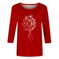 thumbnail image 4 of miqiqism 3/4 Length Sleeve Womens Tops Casual Crewneck T Shirts Juniors Three Quarter Sleeve Tunic Tops Teen Girls Trendy Loose Fit Long Sleeves Blouses,Red,Small, 4 of 4