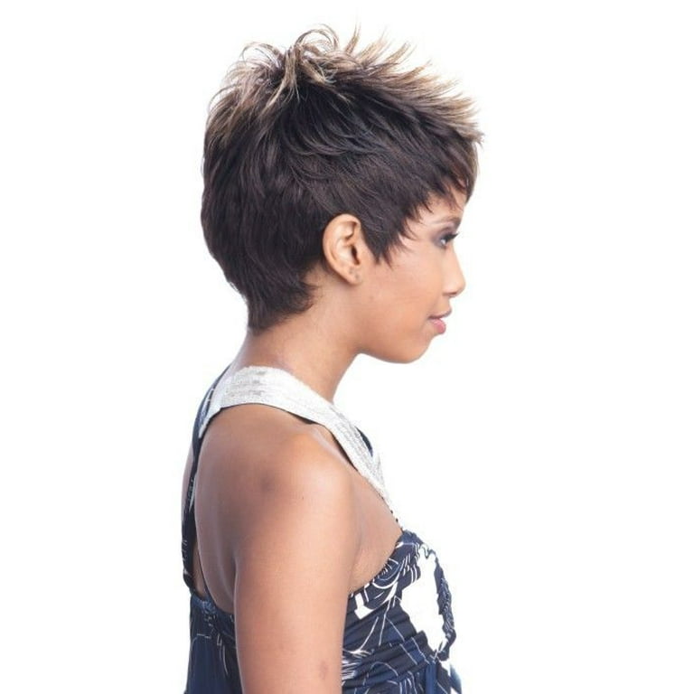 MOBY VANESSA FASHION SYNTHETIC SHORT STRAIGHT SPIKE FULL WIG SAND