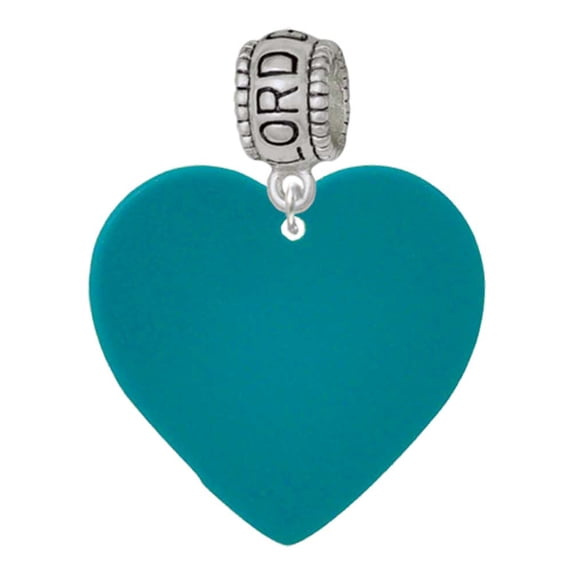 Delight Jewelry Acrylic 1" Teal Heart Lord Guide Me Charm Bead