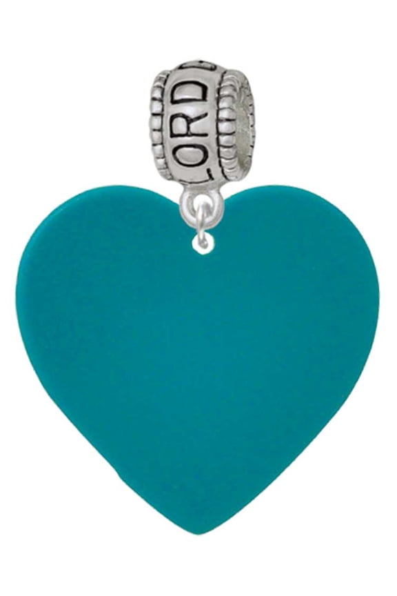 Acrylic 1" Teal Heart Lord Guide Me Charm Bead