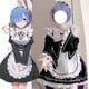 thumbnail image 2 of Anime Ram Rem disfraz de sirvienta Lolita Cosplay Vestido Re:zero Kara Hajimeru Isekai Seikatsu disfraces de Halloween para mujeres Vestido Loli, 2 of 5
