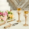 thumbnail image 3 of 4 Piece Rustic-Style Wedding Cake Knife and Server Set with Champagne Glasses for Bride and Groom, Farmhouse Theme Reception, Country Decorations, 3 of 10