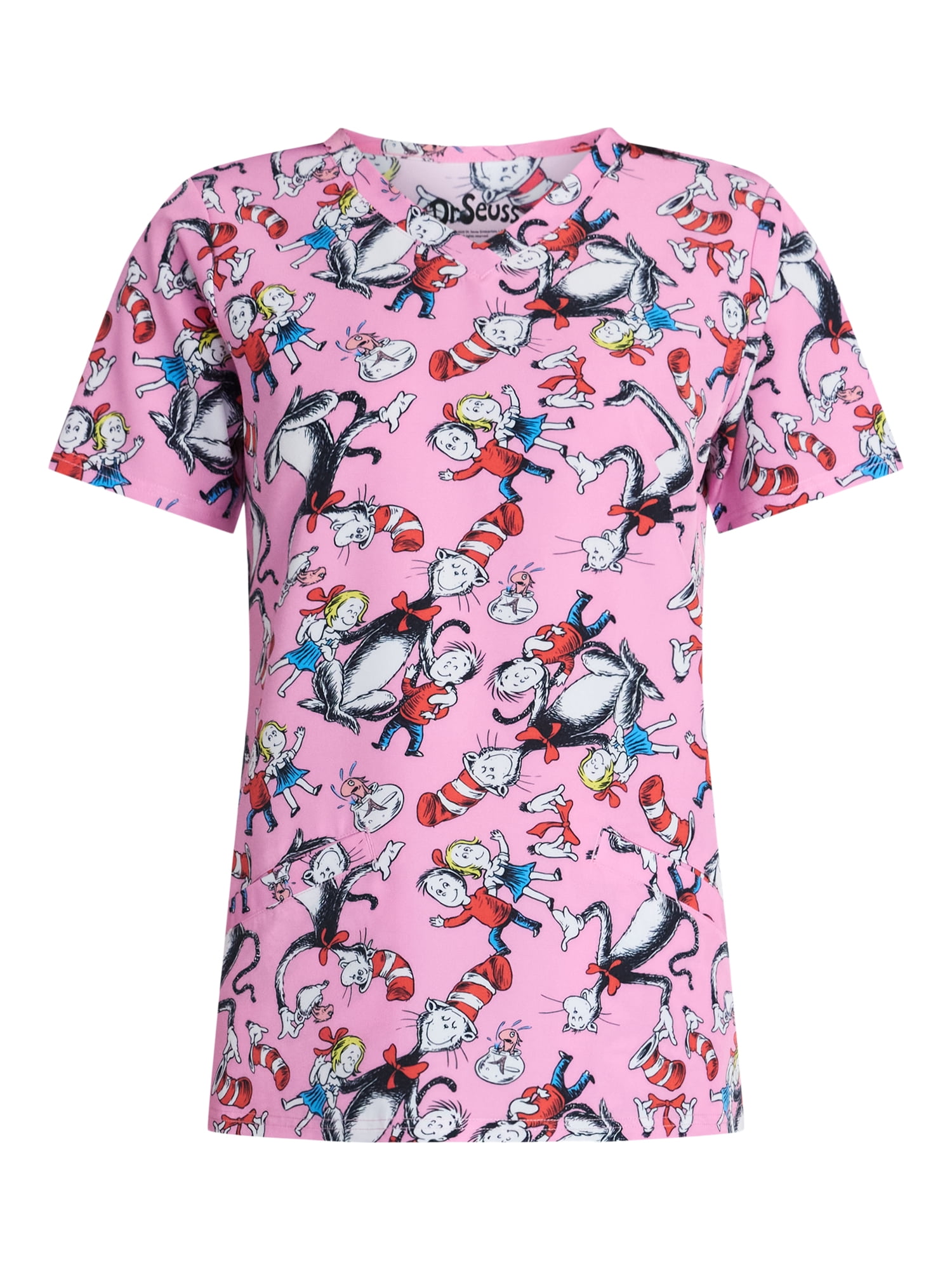 Dr. Seuss Cat in the Hat Women's Graphic Scrub Top, Sizes S-3XL