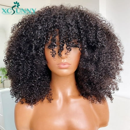 XICENCurly Wig With Bangs Full Machine Made Scalp Top Wig 150-200 Density Remy Short Curly Human Hair Wigs | Walmart Canada XICENCurly Wig With Bangs Full Machine Made Scalp Top Wig 150-200 Density Remy Short Curly Human Hair Wigs | Walmart Canada