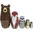 thumbnail image 4 of Muñecas rusas encajables de madera Kakeah, set de 5 piezas con animales, 4 of 7