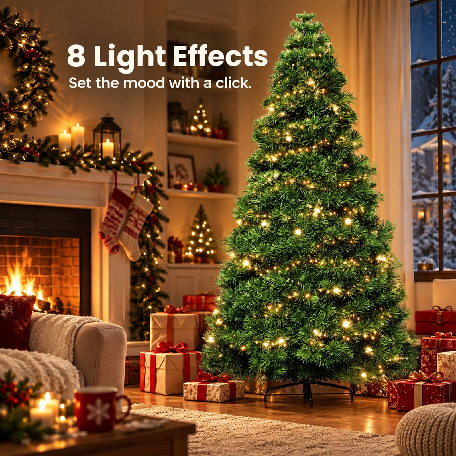 Alvantor Pre-Lit Christmas Tree, Green 6 FT Hinged Spruce
