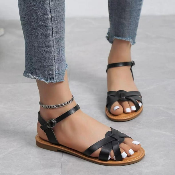 Zapatillas de verano para mujer, zapatos informales para mujer, sandalias ligeras de fondo plano Wmkox8yii nm9290