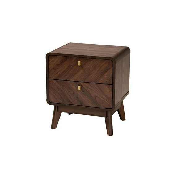 Baxton Studio Markell Walnut Brown Finished Wood 2-Drawer Nightstand