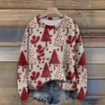 thumbnail image 3 of Long Sleeve Pullover Sweaters For Women O Neck Casual Cute Printing Knit Oversized Sweater for Fall and Winter, Christmas Snowflake Print, Cozy and Festive, Christmas Sweaters for Women ,Red,M, 3 of 6