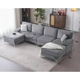 thumbnail image 3 of Merluxy Sectional Sofa, 6 Seater Couches with Ottomans, U Shaped Sofa for Living Room, Gray Chenille, 3 of 6