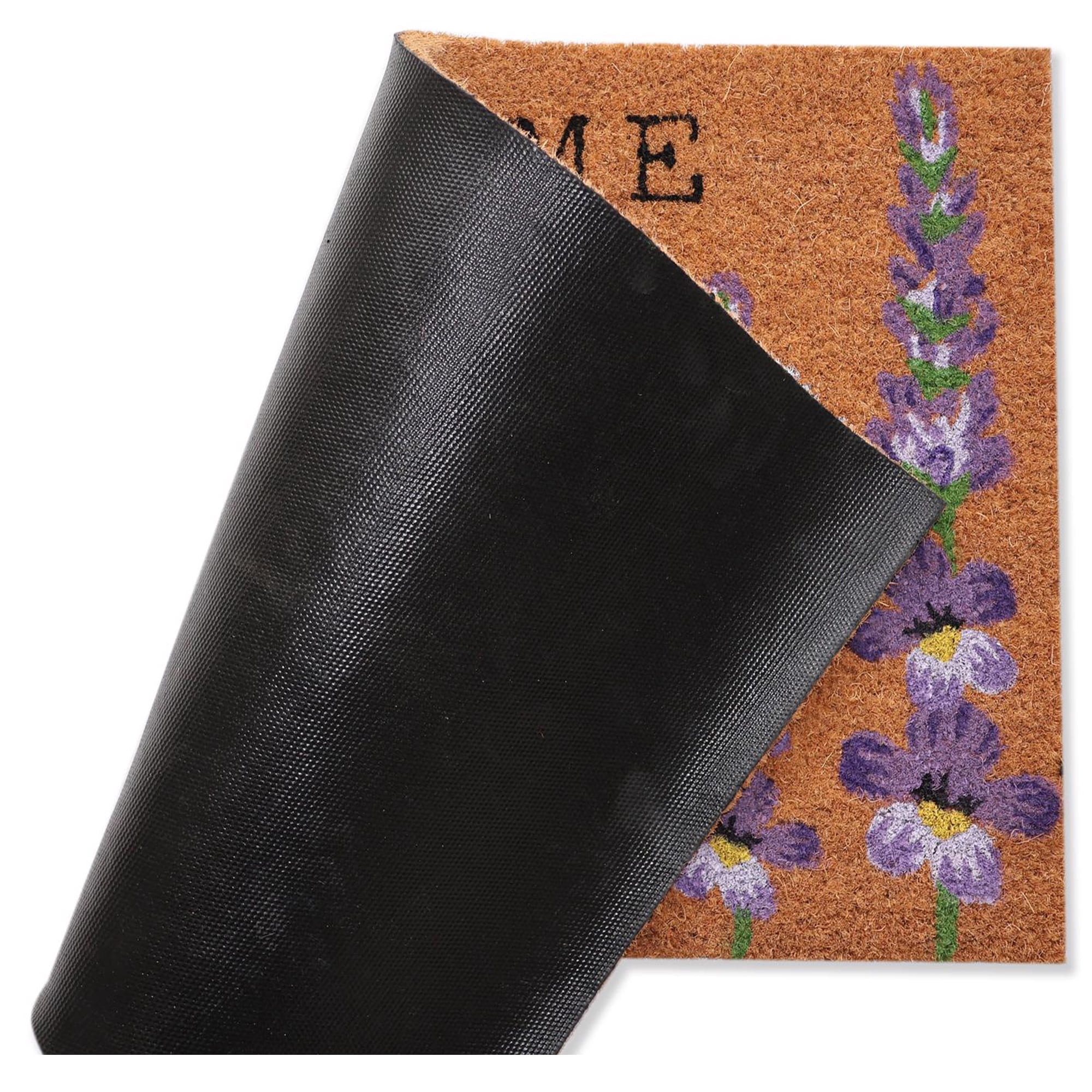 First Concept 18 in. W X 30 in. L Natural Floral Coir Door Mat