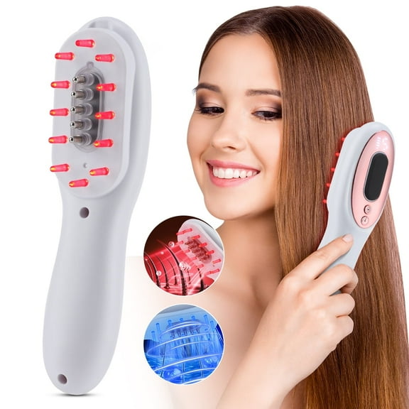 Flaremore Laser Scalp Massager Comb, Hair Regrowth Brush Electric, Red Blue Light Phototherapy Vibration Hair Regrowth Brush for Hair Regrowth & Anti Hair Loss,White