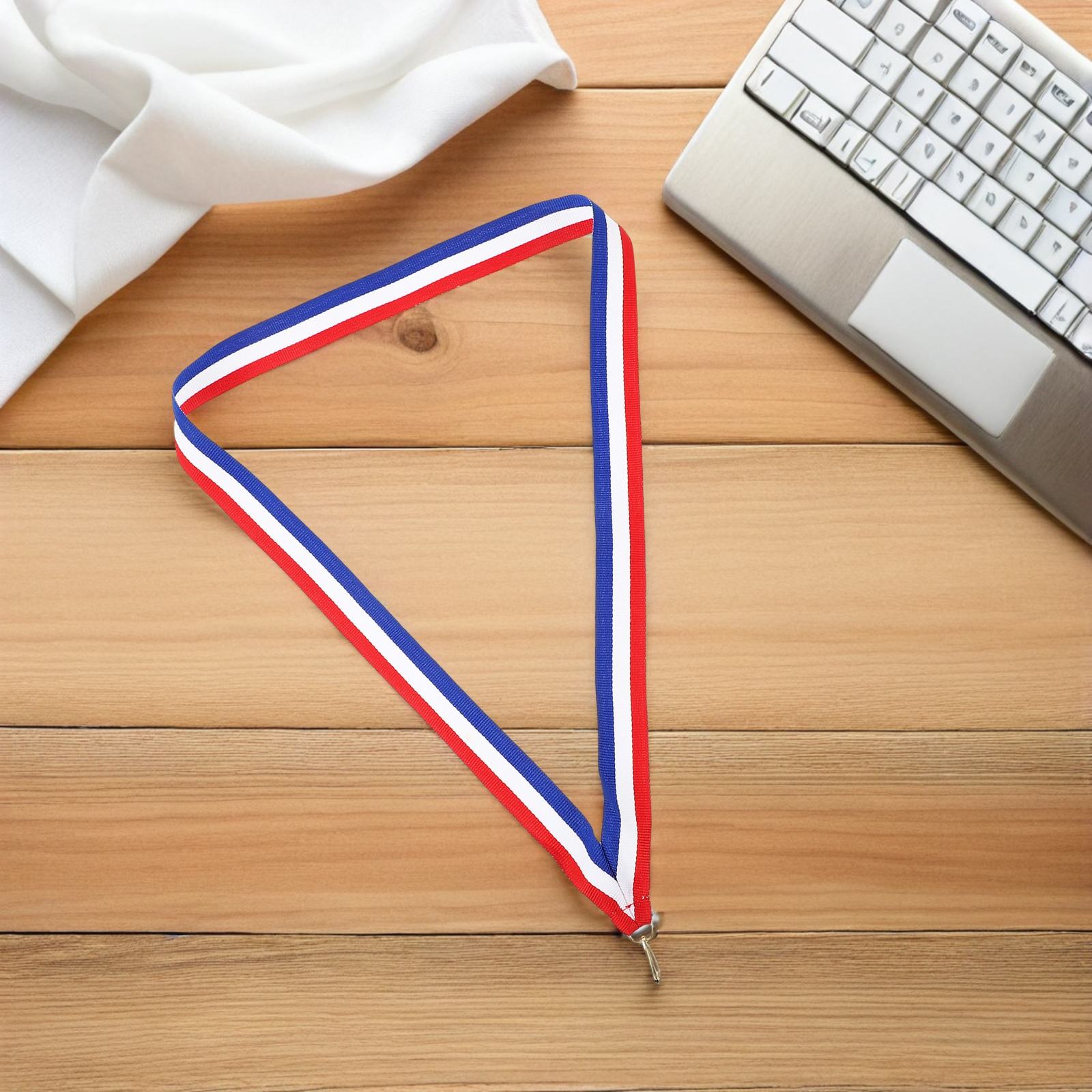 OUNONA 50Pcs Vibrant Medal Ribbon Lanyards with Easy Clip Cotton Polyester Neck Strap for Sports Events