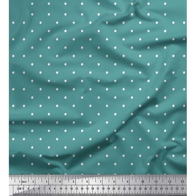 Soimoi Blue Heavy Canvas Fabric Dots Dots Printed Fabric 1 Yard 58 Inch Wide