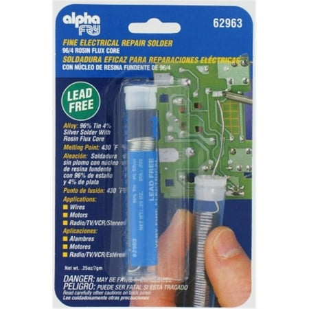 Alpha Fry Cookson Lead-Free Rosin Core Solder - 96% Tin, 4% Silver, 0.062" Diameter
