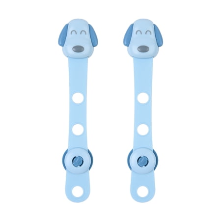 SUNLIKE 4 Pcs Safety Strap Locks 3M Adhesive No Drilling Rotary Adjusting Locks for Toilet, Fridge, Cabinet, Drawer, Dishwasher, Blue