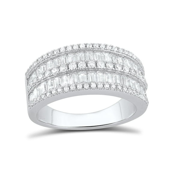 Sterling Silver Cz Baguette Cut Statement Ring for Women and Teens - Size 8