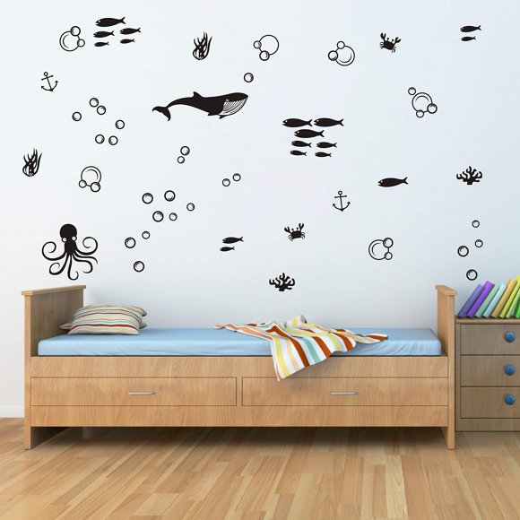 Juego De Calcomanías De Pared Submarinas, Calcomanías De Vinilo Para Pared, Calcomanías De Burbujas, Decoración Moderna Para Habitación De Niños, Calcomanías De Pared Náuticas, Calcomanías De Pared De