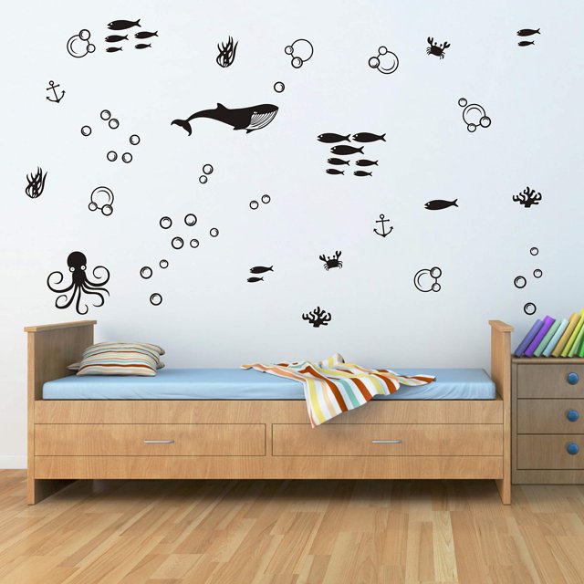Juego De Calcomanías De Pared Submarinas, Calcomanías De Vinilo Para Pared, Calcomanías De Burbujas, Decoración Moderna Para Habitación De Niños, Calcomanías De Pared Náuticas, Calcomanías De Pared De
