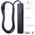 thumbnail image 2 of Protector contra sobretensiones GE Pro, cable negro de 6 salidas, 1560 julios y 8 pies, 2 of 8