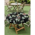 thumbnail image 4 of Outdoor Tablecloth with Umbrella Hole for Patio/Picnic/Party/Camping, Black Summer Botanical Waterproof Table Cloth Round Cover Washable, Green Spring Floral Birds Farmhouse (Dia 60"), 4 of 8