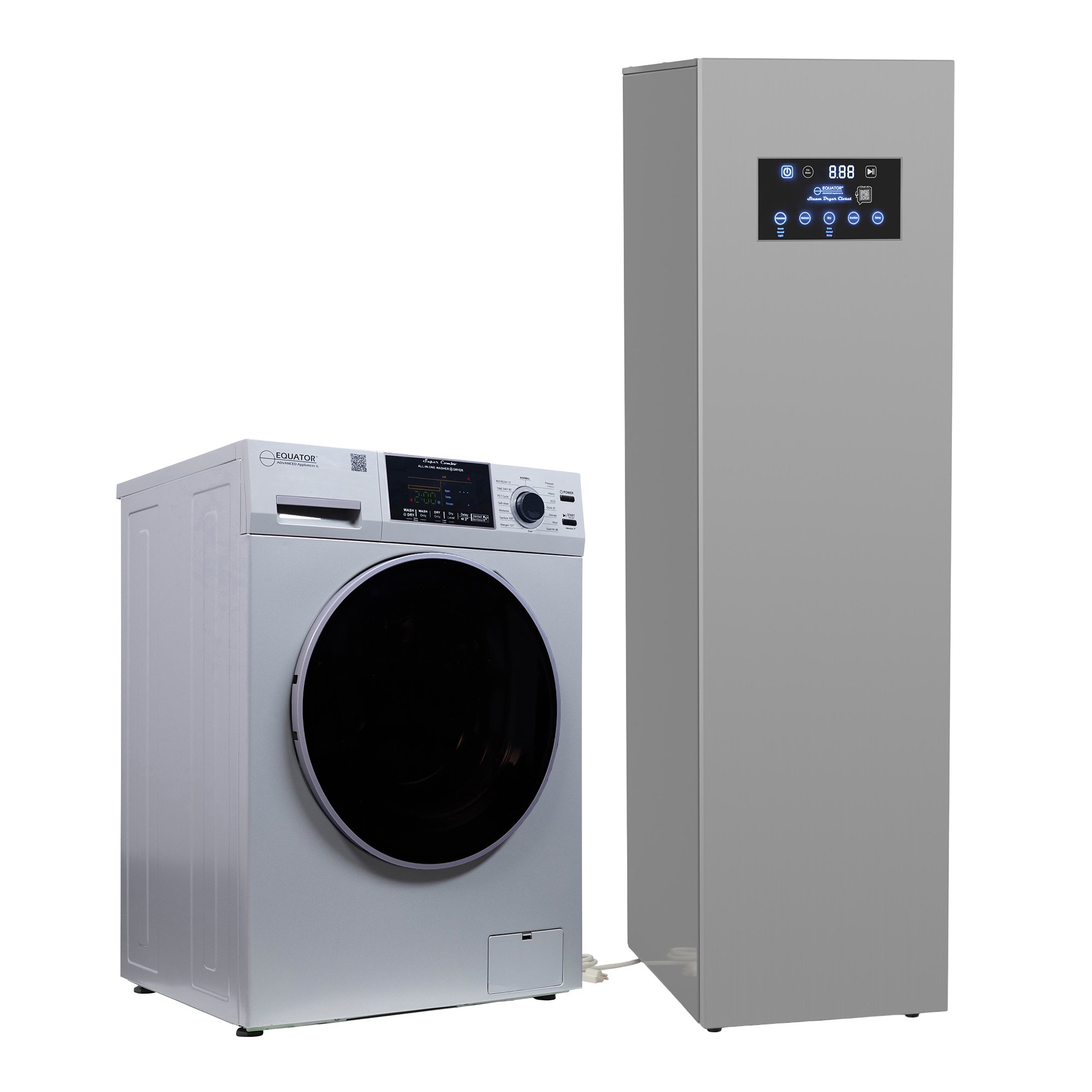 Equator LAUNDRY BUNDLE Silver COMBO Washer-Dryer 15lbs + Steam Dryer CLOSET 110V