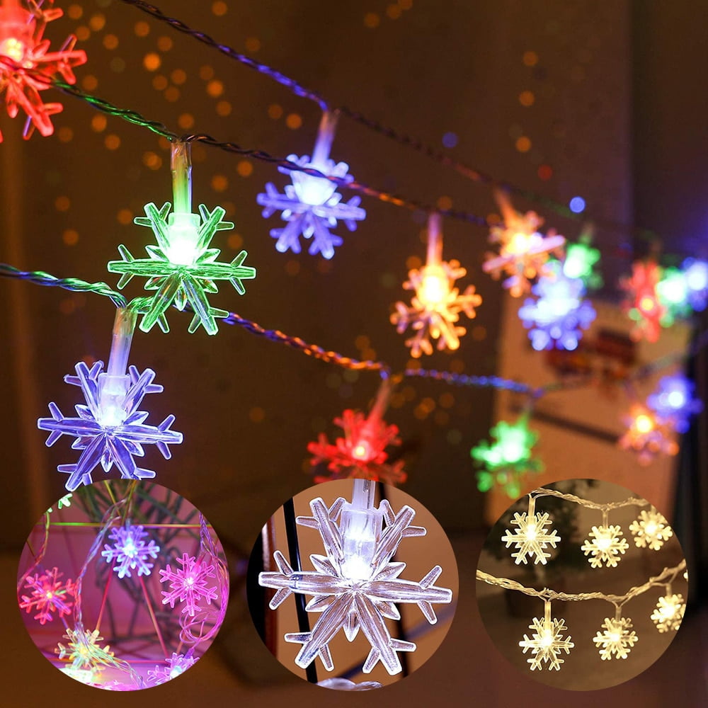 Christmas Snowflake String Lights, 10m 80 LED Snowflake Lights
