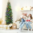 thumbnail image 3 of Gymax 7.5FT Hinged Pre-lit Christmas Slim Pencil Tree w/ 10 Lighting Modes & 796 Tips, 3 of 10