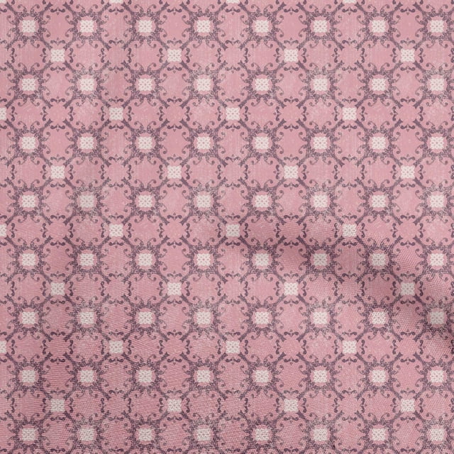 oneOone Rayon Pink Fabric Asian Traditional Block Craft Projects Decor Fabric Printed By The Yard 56 Inch Wide