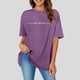 thumbnail image 2 of Camiseta oversize con estampado de letras para mujer: cuello redondo, manga corta, blusa holgada informal, ropa deportiva de verano, tallas S/XXL., 2 of 4
