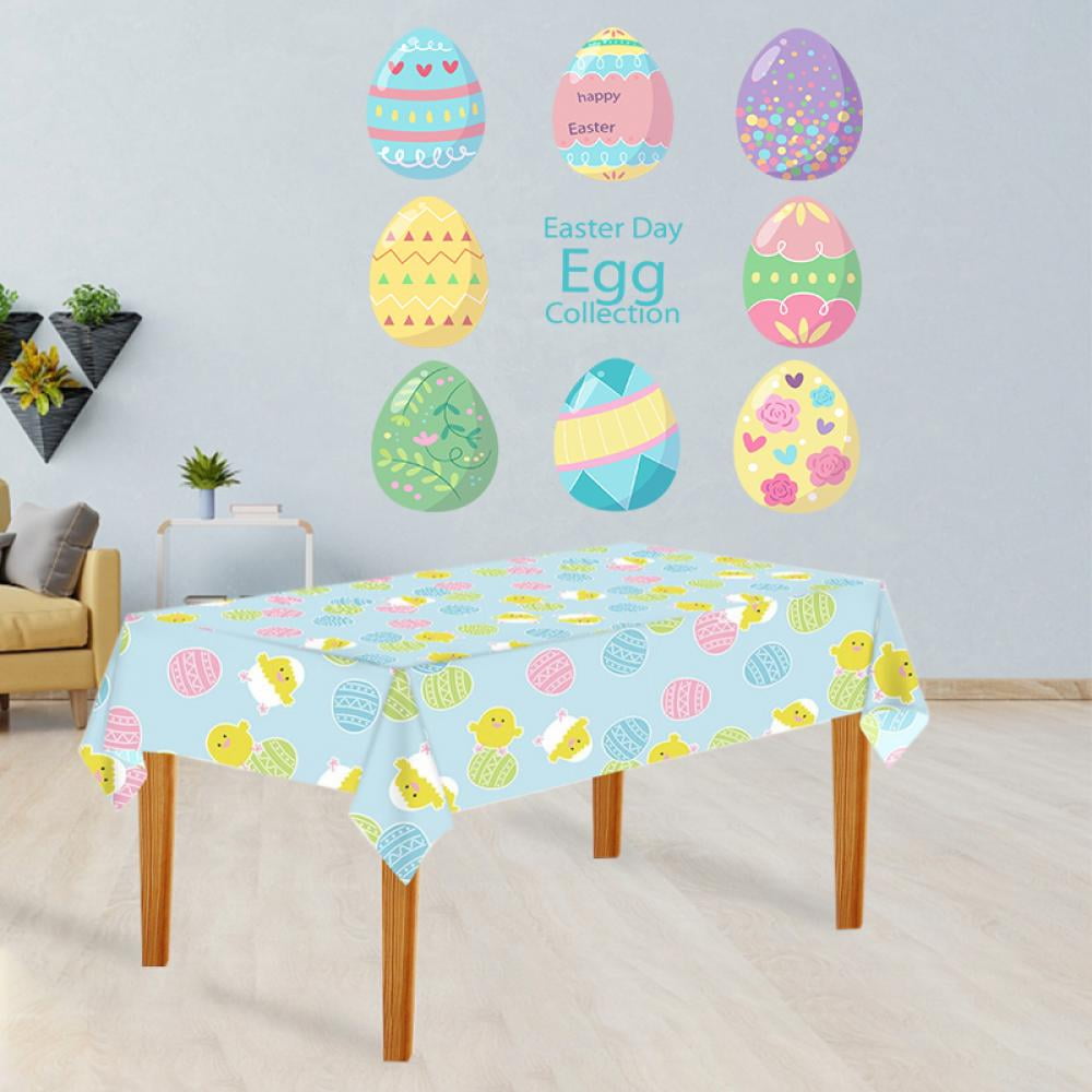 54*108in Easter Tablecloth Easter Table Cover Disposable Easter Eggs