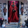 thumbnail image 2 of Halloween Decorations Door Cover, Large Scary Creepy Door Banner Bathroom Porch Door Backdrop House Halloween Party Decoration, 35*71 In Red, 2 of 8