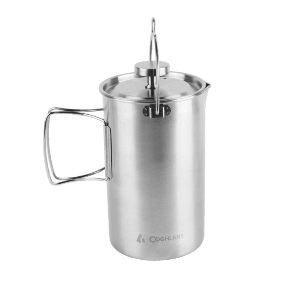 Cafetière à piston Coghlan's 4 tasses (32 oz) en acier inoxydable — adaptée au feu de camp et au réchaud, portable