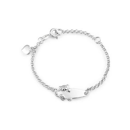 Teddy Bear 925 Sterling Silver Baby ID Bracelet 5in