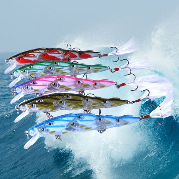 GOOHOCHY Assorted Color 5PCS Fishing Lures ABS Plastic Baits for Ocean Lake River Stream Fishing 11.5cm/15.