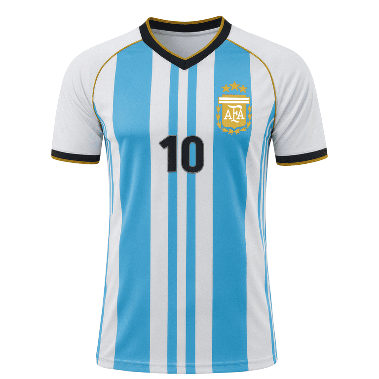 Icon Sports Messi #10 Argentina Jersey, Sky/White, 100% Polyester