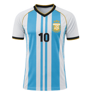 Icon Sports Messi #10 Argentina Jersey, Sky/White, 100% Polyester, YXS-XXL