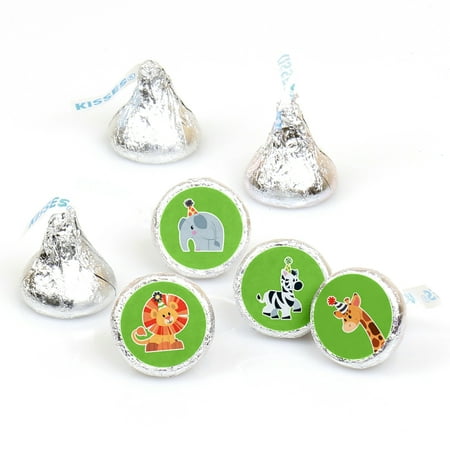 - Jungle Party Animals - Safari Zoo Animal Birthday Party or Baby Shower Round Candy Sticker Favors - Fit Hershey's Kisses