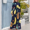 thumbnail image 4 of Tropical Fruit Pattern Vibrant Summer Women's Long Dress Long Sleeves Dress Vintage Dresses Party Maxi Dress High Waist Dress, 4 of 4