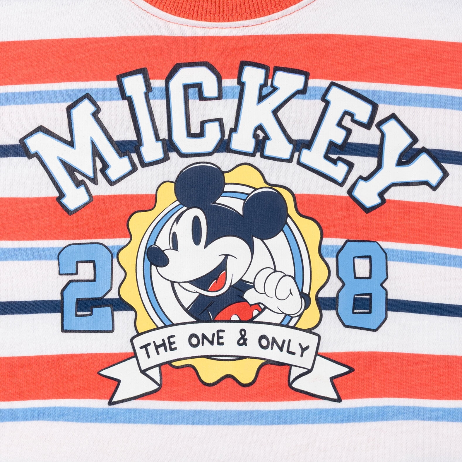 Disney Mickey Mouse Baby Boys' French Terry 2-Piece T-Shirt and Shorts Set Mickey Navy Stripe