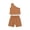Brown, variant on Toddler Baby Girl 1 Shoulder Tank Top Vest Shorts Brown Two Piece Outfit Set Casual Summer Clothes 4T