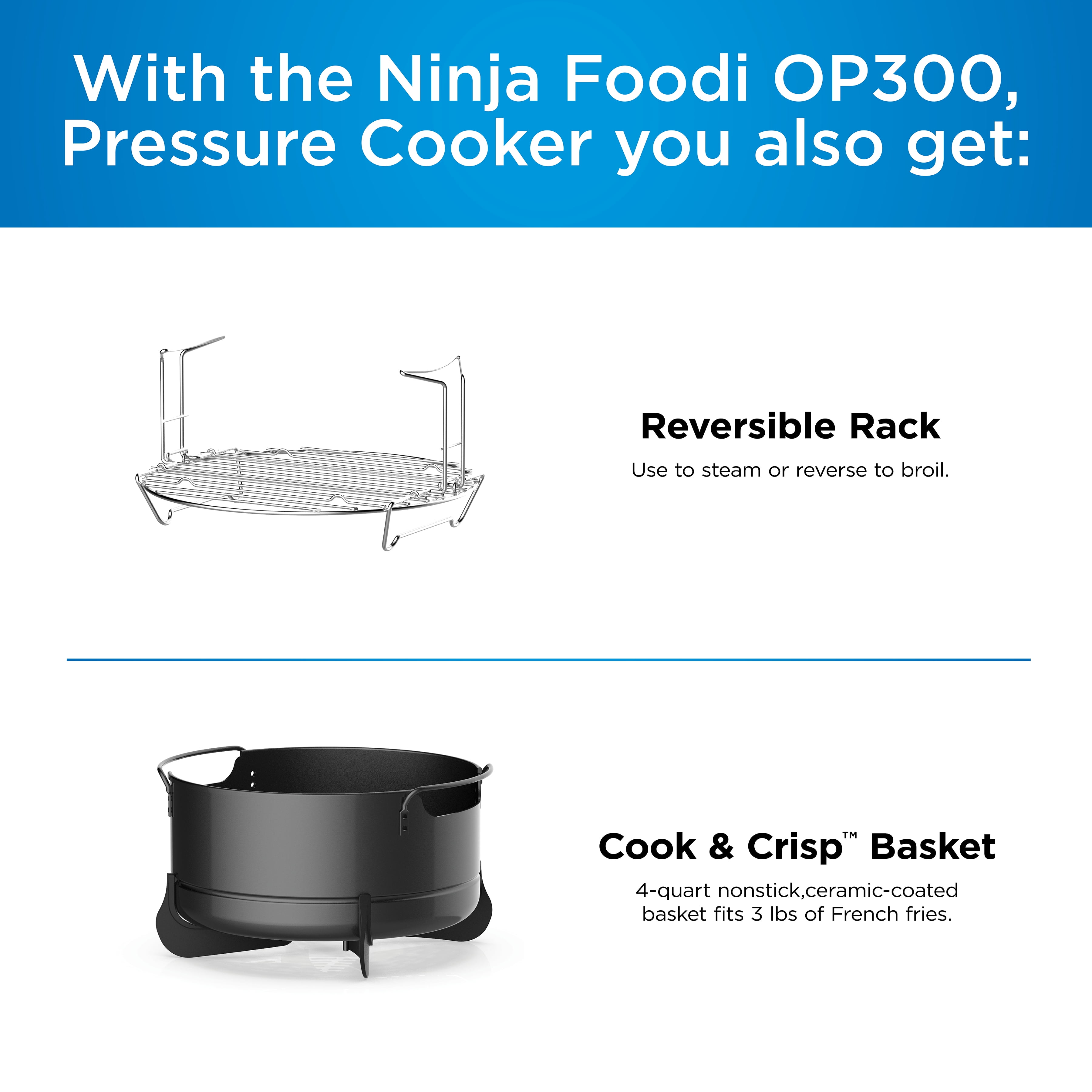 Ninja OP305 Foodi 6.5 Quart Pressure Cooker That Crisps, Steamer & Air  Fryer with TenderCrisp Technology Multi-Cooker and Fryer All-in-One  (Renewed)