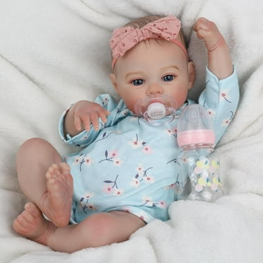 Lifelike Reborn Baby Dolls- 18 inch Realistic Newborn Baby Girl Doll with Soft Weighted Body, Handmade Real Life Baby Dolls,Christmas Birthday Gift Set for Kids Age 3  