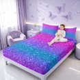 thumbnail image 3 of Homewish Glitter Stars Queen Sheets for Girls, Rainbow Galaxy Queen Sheet Sets, Blue Pink Purple, 4-Piece (1 Flat Sheet, 1 Fitted Sheet and 2 Pillowcases), 3 of 6