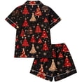 thumbnail image 6 of Enjoytime Christmas Pajamas for Women Set Print Notch Collar Short Sleeve Shirts Shorts 2 Piece Loungewear Sets Casual Button Down Sleepwear, 6 of 7