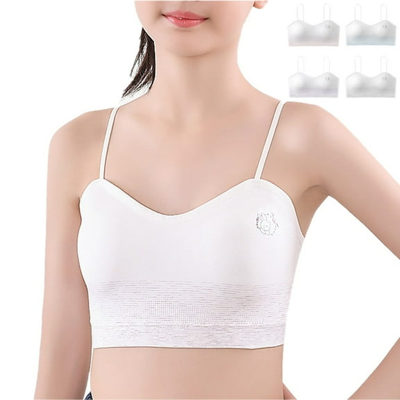 Uccdo 8-16T Girls Seamless Training Bra Wireless Padded Sports Bras Crop Bralette Camisole Vests, Pack of 4