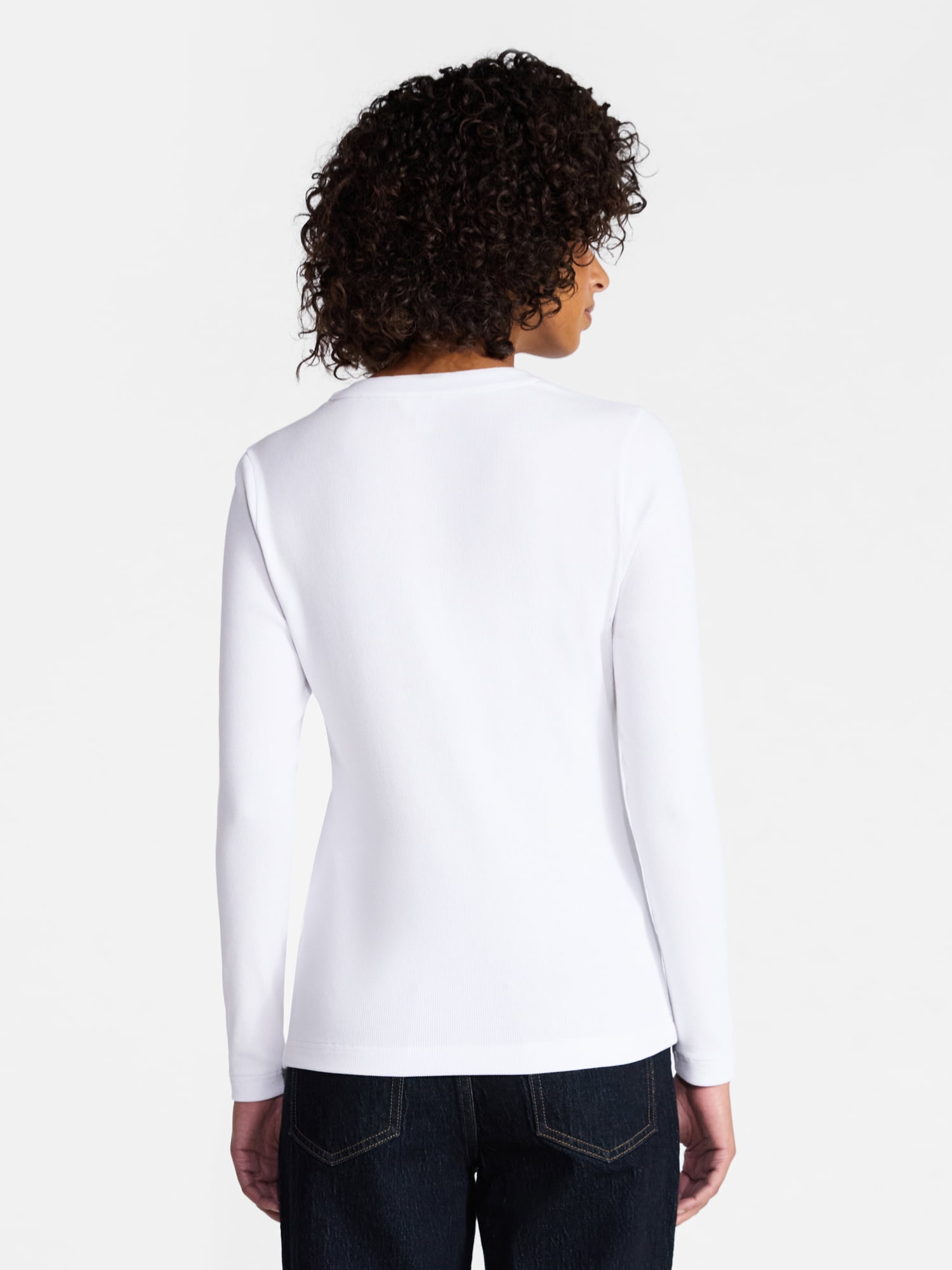 Time and Tru Women's Ribbed Henley with Long Sleeves, Sizes XS-XXXL