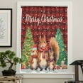 thumbnail image 4 of Christmas Squirrel, Semi Sheer Curtains Drapes for Living Room, Bedroom, French Doors Window 108 Inches Long, Shabby Chic Buffalo Plaid Red Rod Pocket Chiffon Curtain Drapery Voile Draperies Panel, 4 of 6