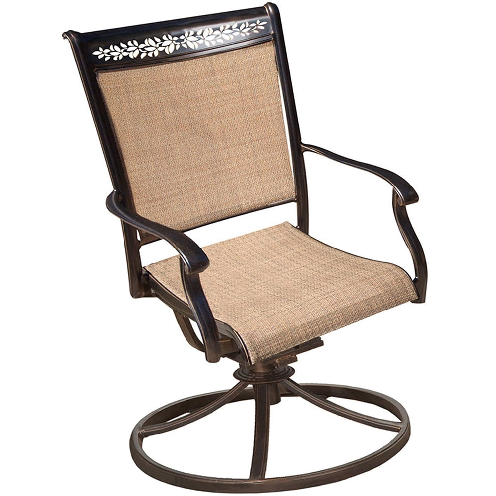 Hanover Fontana 7-Piece Outdoor Dining Set with Swivel Rockers and Glass-Top Table